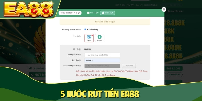 5 bước rút tiền EA88 5 bước rút tiền EA88