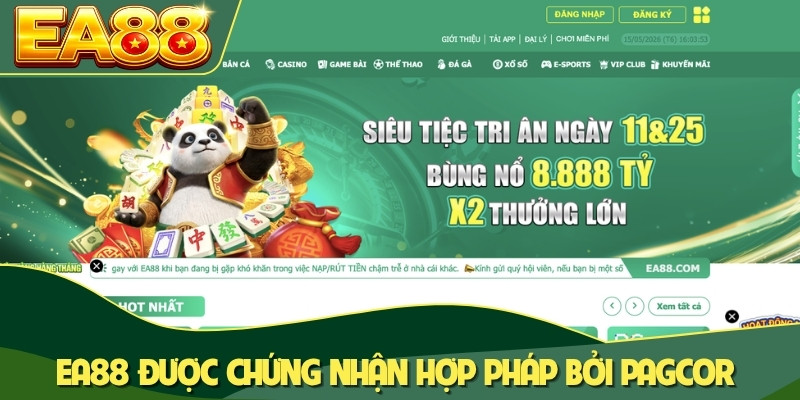 EA88 được chứng nhận hợp pháp bởi PAGCOR EA88 được chứng nhận hợp pháp bởi PAGCOR