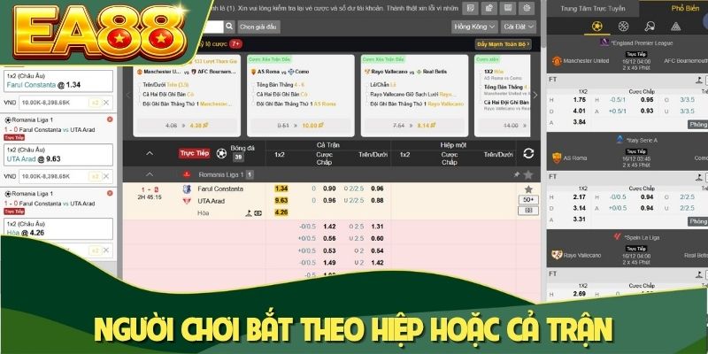 Người chơi bắt theo hiệp hoặc cả trận theo kinh nghiệm